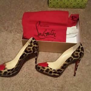 Louboutin Leopard patent pumps